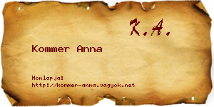 Kommer Anna névjegykártya